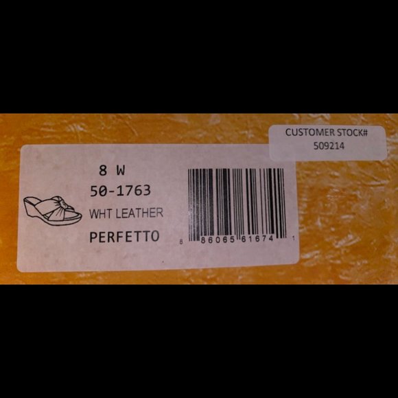 Bella ~ Vita Cork Look Wedge- White Leather Sandal. Made in Italy Size 8W - Picture 5 of 5